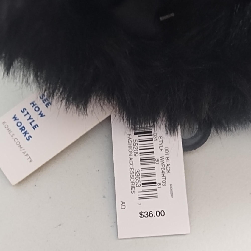 Apt. 9 Black Faux Fur Hat NWT - Picture 9 of 13